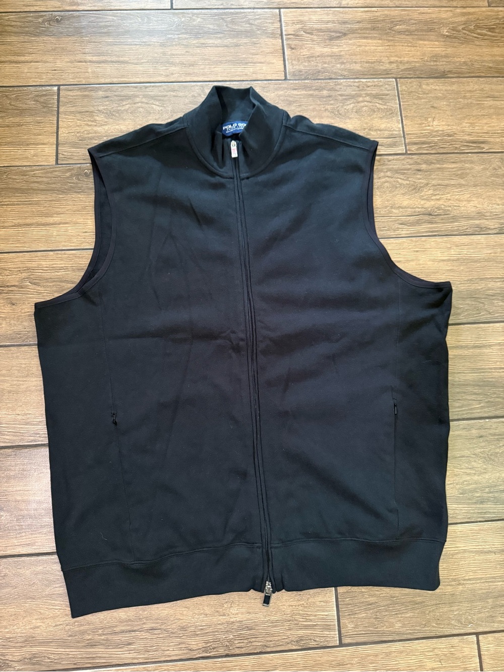 Vintage Ralph Lauren Sweater Vest Mens XL Black Polo Golf Pima Cotton Full Zip